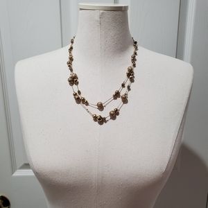 Dual strand gold tone necklace